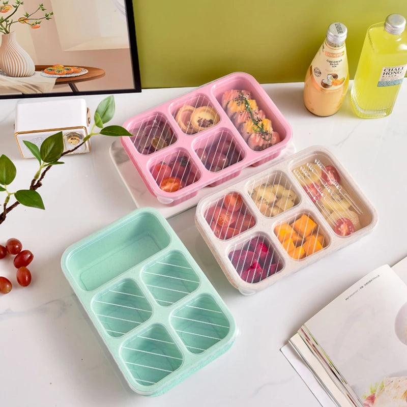 5-Compartment Bento Box Heat-resistant Kids Prep Container Reusable Food Storage
