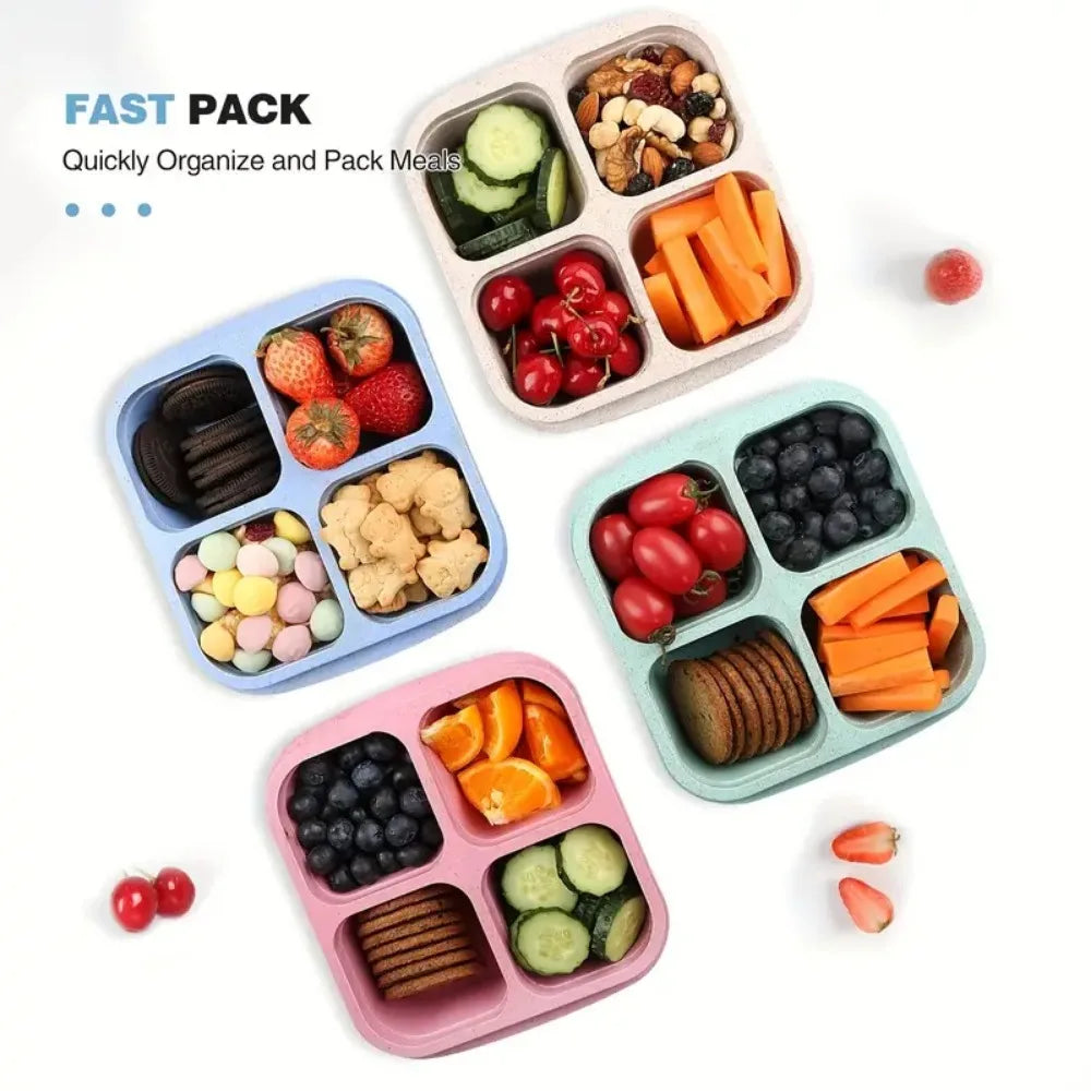 4 Grid Snack Containers Reusable Meal Prep Lunch Containers