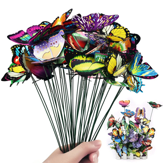 5-24Pcs/Set 3D Simulation Butterflies Garden Yard Planter Colorful Butterfly Stakes