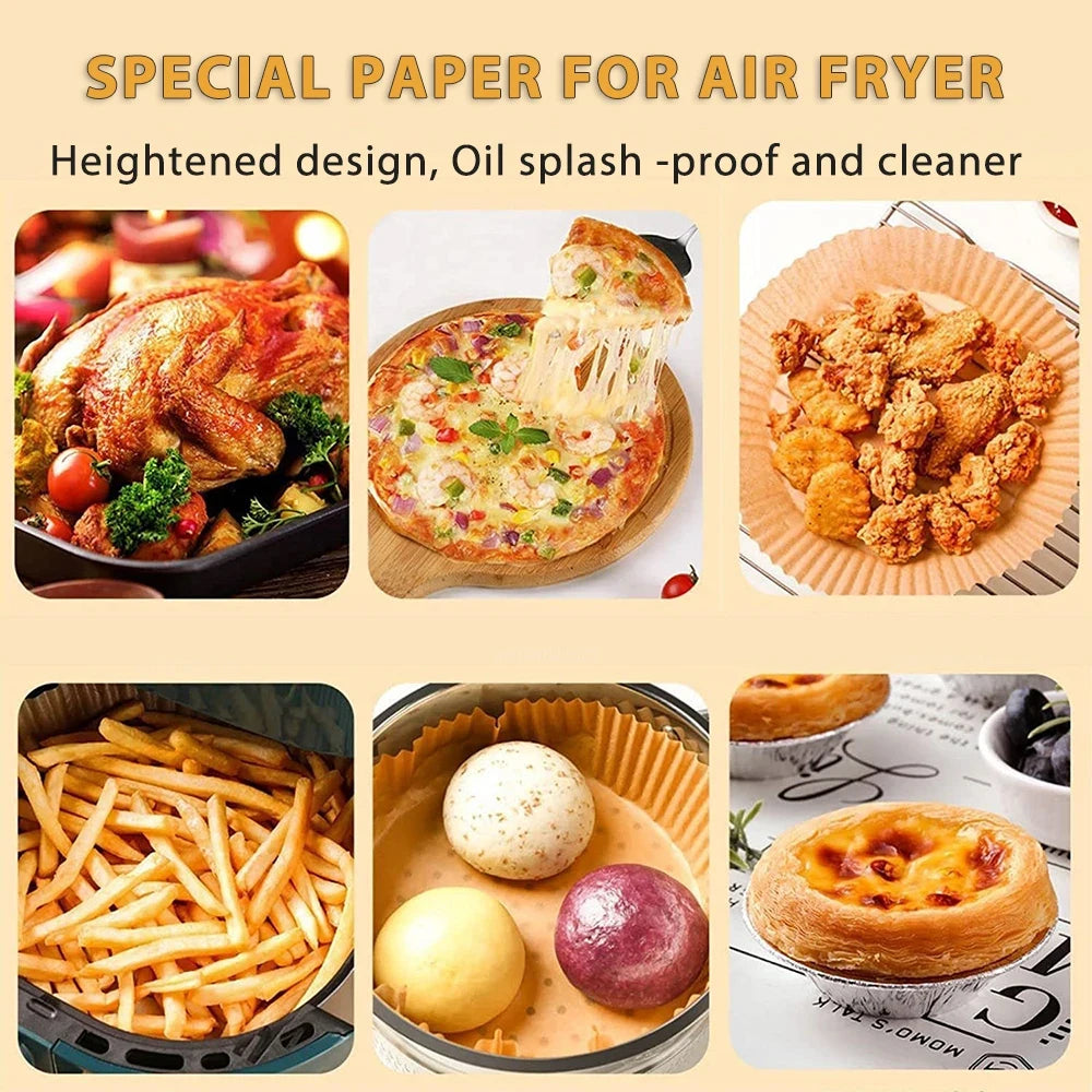50/100Pcs Air Fryer Disposable Paper Non-Stick Airfryer Baking Papers
