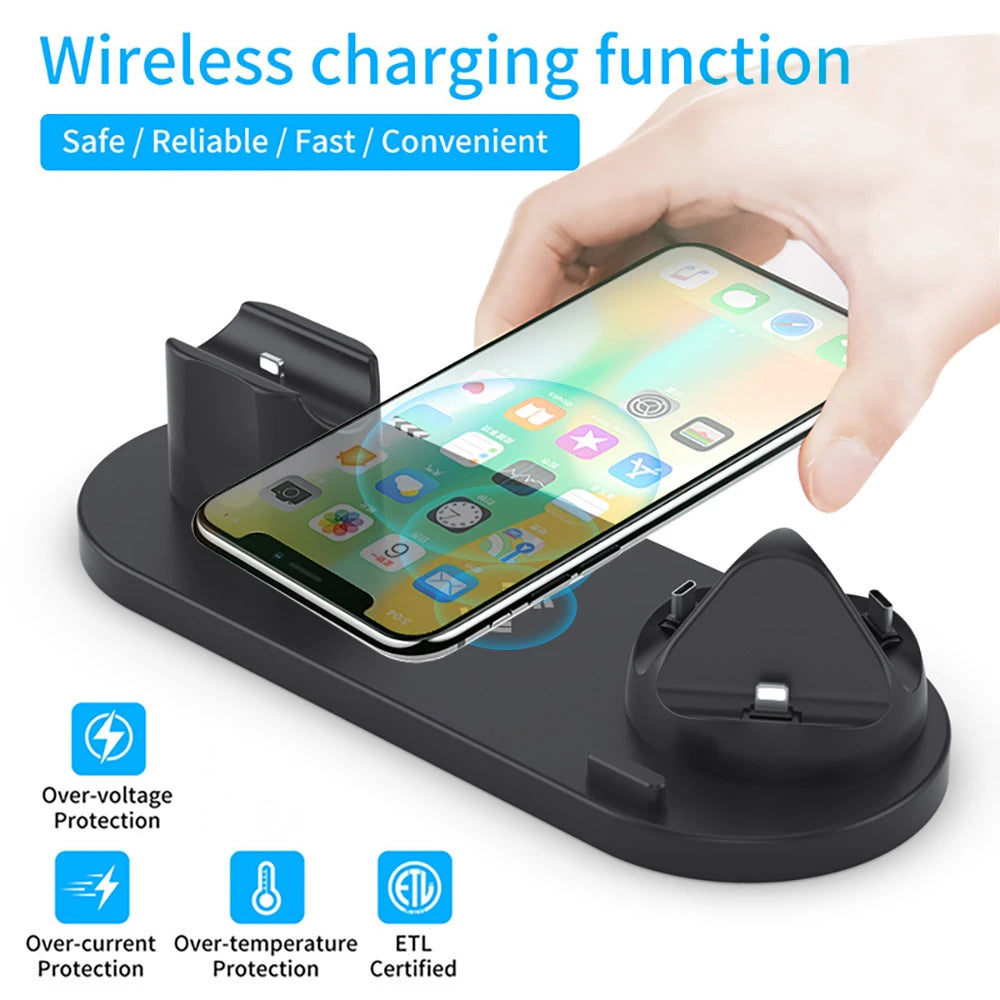 6 in 1 Wireless Charger Dock Station for iPhone/Android