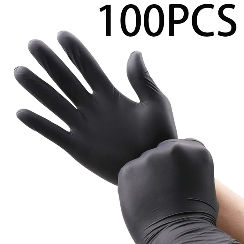 100 Pack Disposable Black Nitrile Gloves