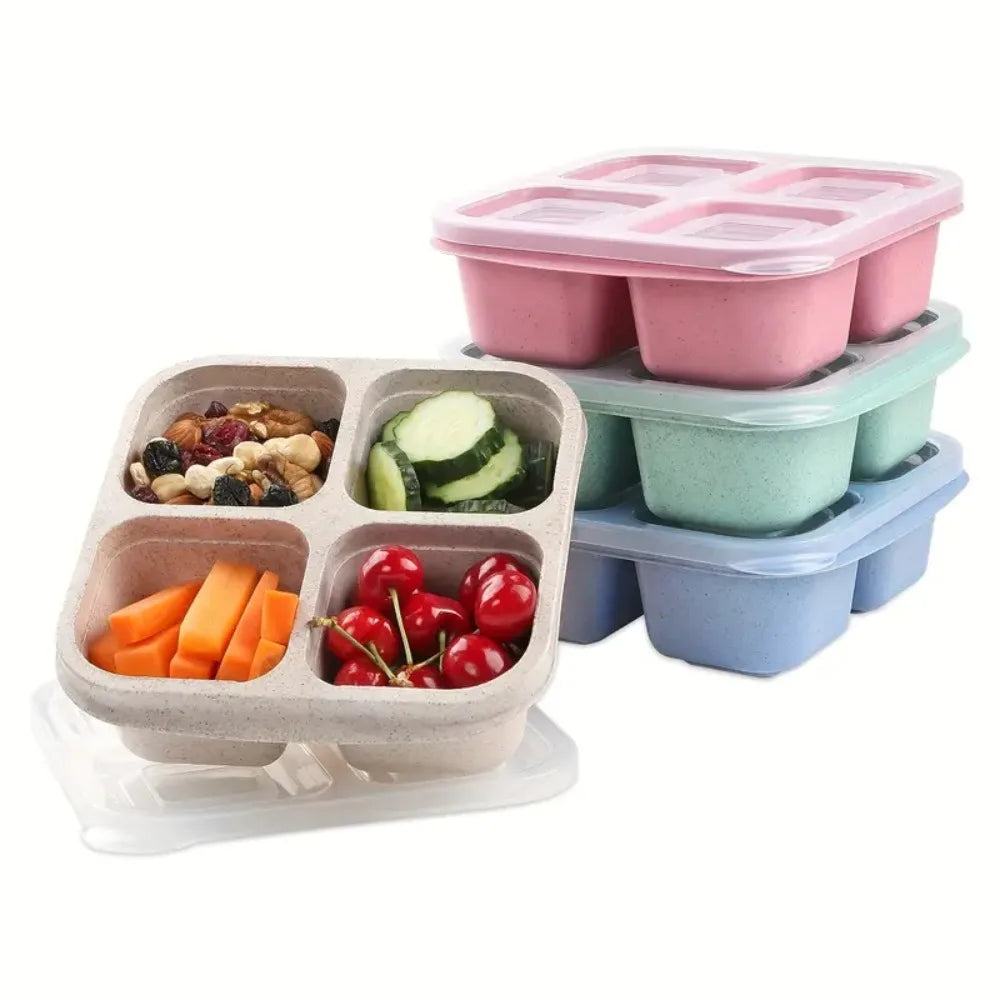 4 Grid Snack Containers Reusable Meal Prep Lunch Containers