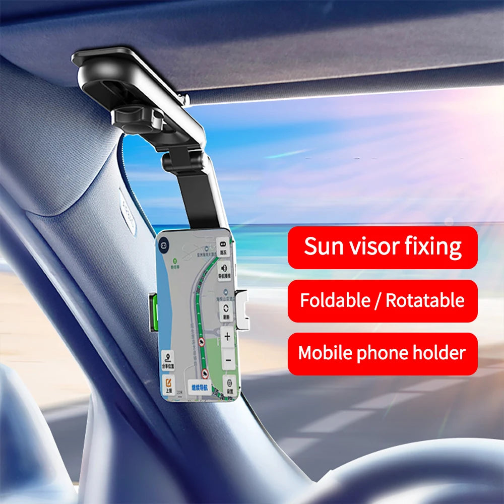 360° Rotating Sun Visor Phone Holder for Car Multifunctional Sun Visor