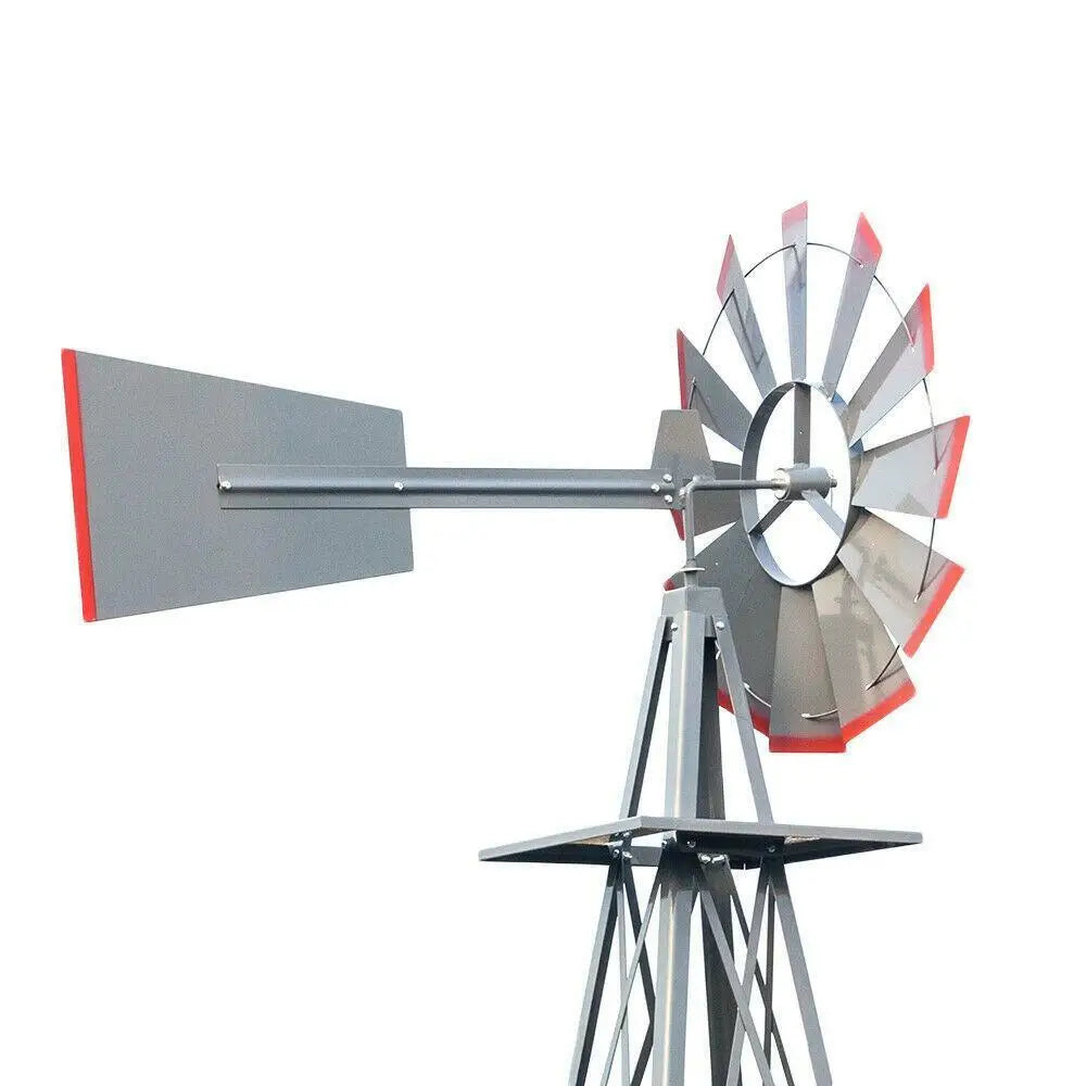 Windmill 8FT Yard Garden Metal Ornamental Wind Mill Weather Resistant Decoration