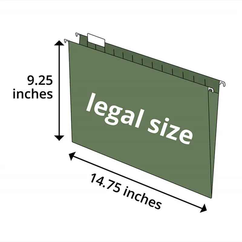 Legal Size Hanging File Folders with Plastic Tabs, Suspension Hanging Folder 25pack