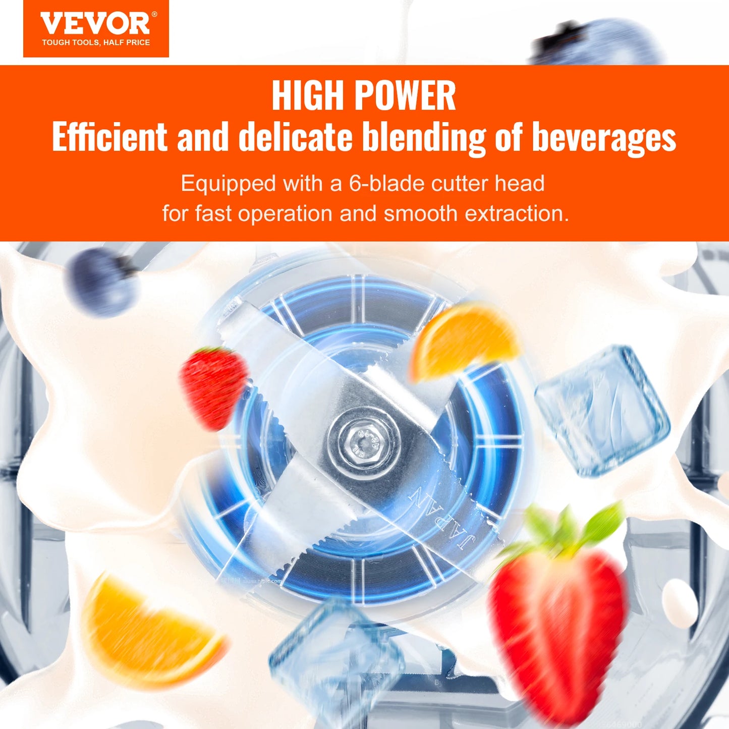 VEVOR 2L Smoothie Blender Commercial Grade Food Fruit Processor
