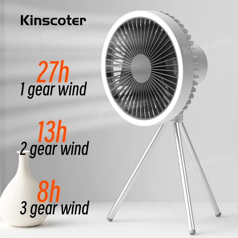 Outdoor Fan Rechargeable Portable Circulator Wireless Ceiling Electric Fan with lighting