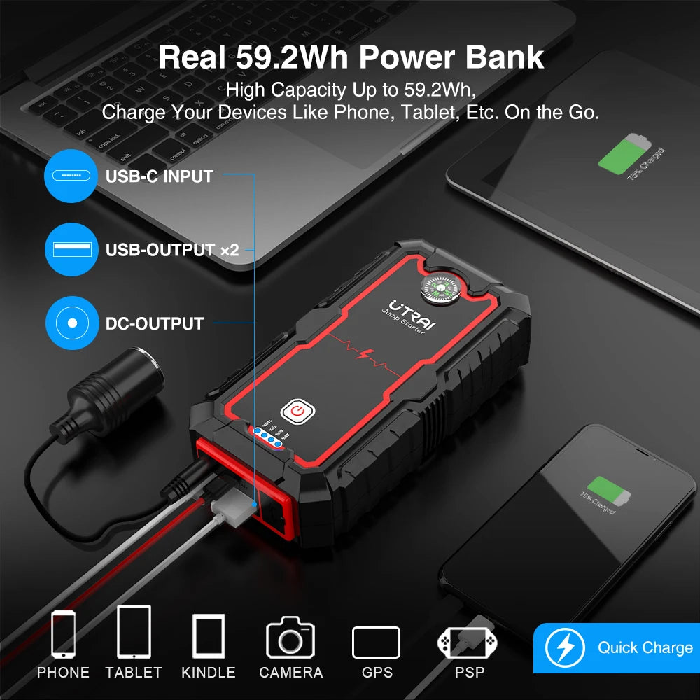 Power Bank 2000A Jump Starter Portable Charger
