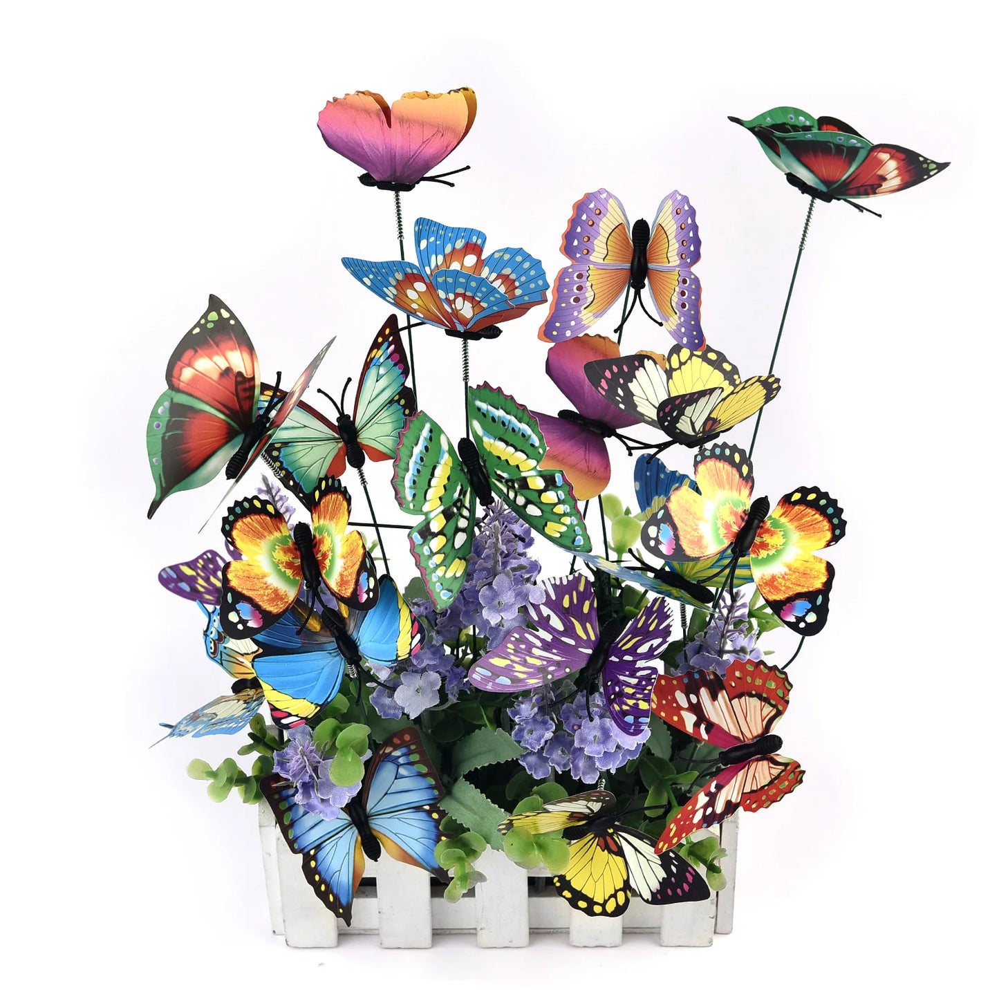 5-24Pcs/Set 3D Simulation Butterflies Garden Yard Planter Colorful Butterfly Stakes
