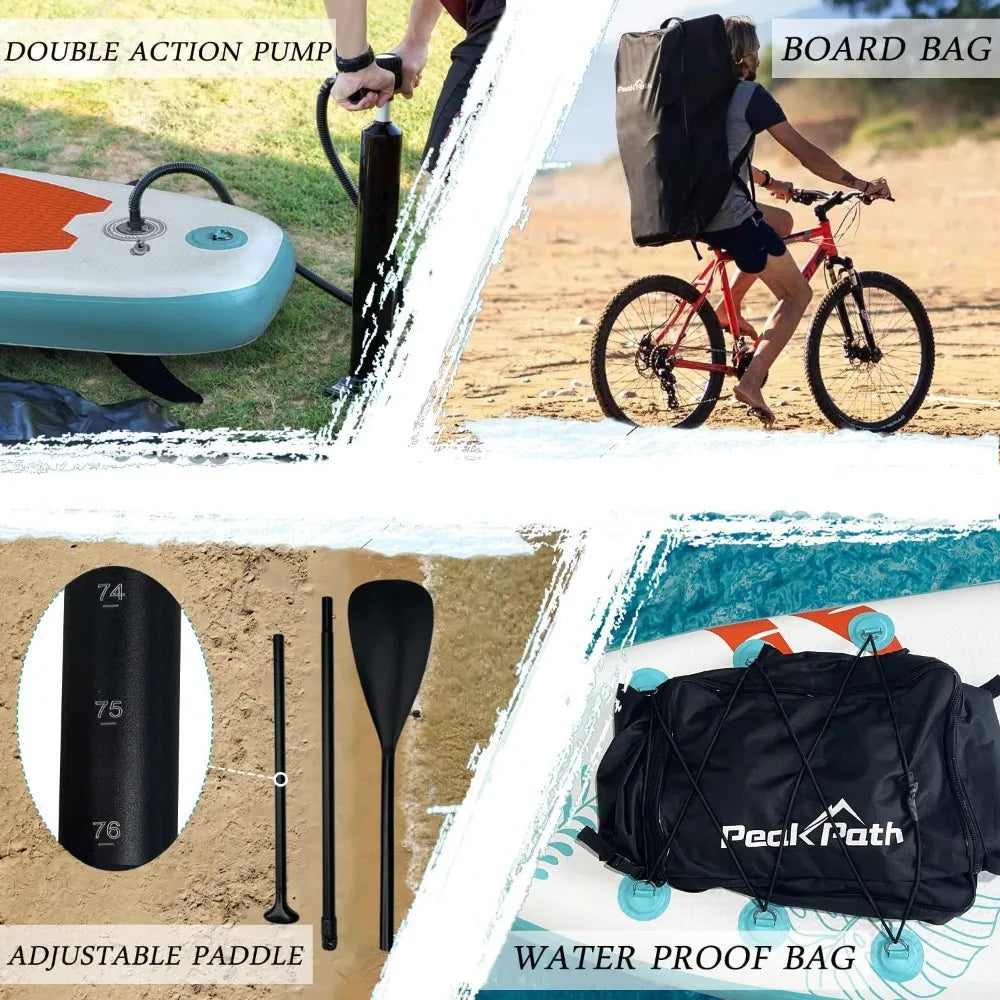 Inflatable Stand Up Paddle Board (6’’ Thick) with Premium SUP Accessories&Bag,Bottom Fin for Paddling,Surf Control,Non-Slip